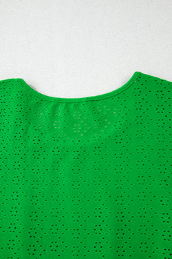 Blusa babydoll a manica corta a trama verde