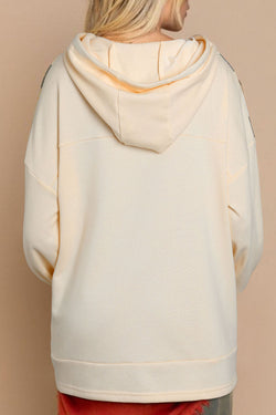 Khaki Plaid Patchwork Kangaroo Pocket Oversized Hoodie