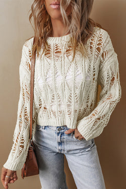 Sighificante con il collo in forma sciolta di White Excrochet Crew.
