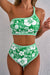 Ensemble de bikini à la taille haute de l'imprimé floral vert