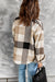 Bloque de color a cuadros de color caqui chaqueta de manga larga abotonada con bolsillo
