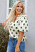 Black Polka Dot Stampa giogo a shirted coglione manica a palloncini.