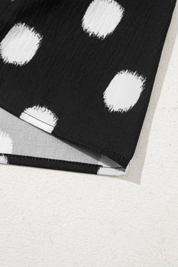 Black Polka Dot Stampa giogo a shirted coglione manica a palloncini.