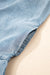 Beau Blue Bowknot Neck sin mangas con volantes Vestido de chambray