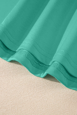 Meadow Mist Green Solid Sole Lo suelto V Neck Media manga y pantalones pantalones cortos