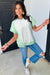 Bloque de color azul cielo Bloque de costura expuesta Camiseta Camiseta