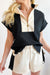 Camisa con cuello con collar con soporte con cremallera negra y juego corto