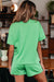 T -spalla a gocce a V Verde Verve Mint e Shorti con cownewwork