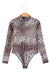 Leopardo marrone Smock Smocked Mesh Long Maniche