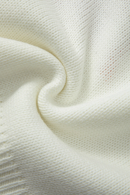 Maglie di contrasto con pattern di prua bianca a pausa maglione grafico sciolto