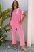 Sachet Pink 2-tone Colorblock Patchwork Corded 2pcs Outfit
