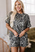 Black Cheetah Printed Casual Tee and Shorts Lounge Set