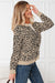 Khaki Leopard Drop Shoulder Chunky Knitted Cardigan Sweater