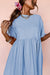 Vestido de babydoll de borde crudo de color sólido azul cielo