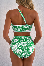 Ensemble de bikini à la taille haute de l'imprimé floral vert