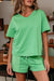 T -spalla a gocce a V Verde Verve Mint e Shorti con cownewwork