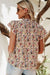 Blusa manica corta a bottone floreale boho rossa