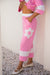 Orchid Bouquet Big Flower Patched Raw Seam Color Block 2 Piece Loose Pant Set