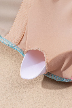 Patchwork Blocco a colori blu islandese con costume da bagno a un pezzo