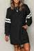 Fiery Red Varsity Contrast Banded Sleeve Shift Sweatshirt Dress