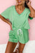 T -spalla a gocce a V Verde Verve Mint e Shorti con cownewwork