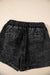 Pantalones cortos de mezclilla de cintura alta en cordón negro