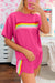 Beige Vibrant Striped Detail Athleisure 2pcs Short Set