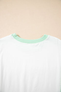 Bloque de color azul cielo Bloque de costura expuesta Camiseta Camiseta