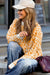 Khaki Leopard Drop Shoulder Chunky Knitted Cardigan Sweater