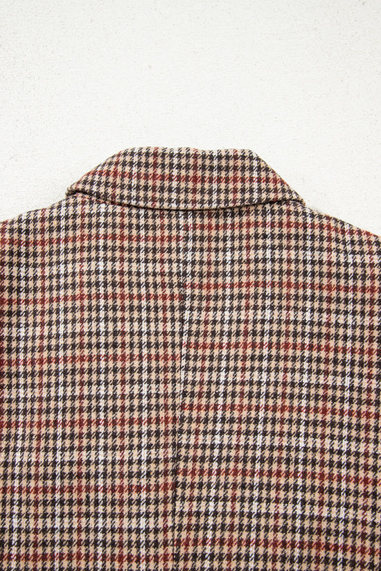 Blazer de collar de solapa de pecho de pecho marrón