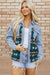 Giacca in denim stampata azteca blu