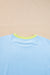 Sky Blue Color Block Detail Casual Two-piece Outfit