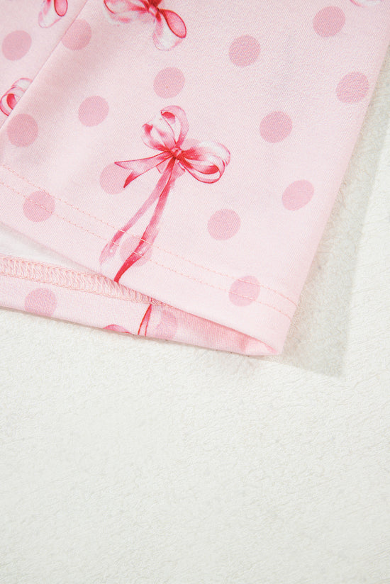 Floral Print Contrast Pipping Short Pajamas Set