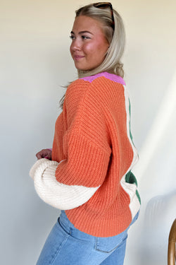 Desert Gold Color Block Tagued Knit Drop Scala sciolta