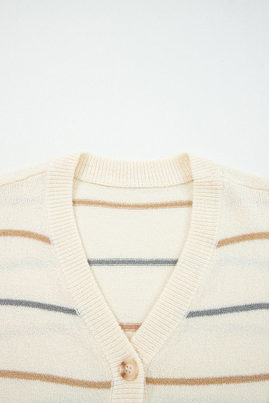 Maglione cardigan a strisce anteriore a V a strisce multicolour a strisce