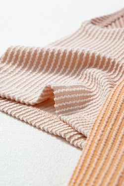 Flitte laterali a costine a costine di colore rosa Top a mezza manica