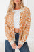 Khaki Leopard Drop Shoulder Chunky Knitted Cardigan Sweater
