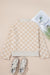Khaki Checker Sherpa Corduroy Patchwork Zip up Collared Jacket