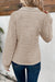Parchment Solid Color Textured Zip V Neck Pullover Sweatshirt