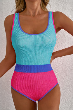 Patchwork Blocco a colori blu islandese con costume da bagno a un pezzo
