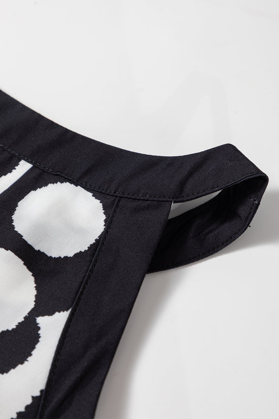 Black abstract Dot Flower Print Tank Toque