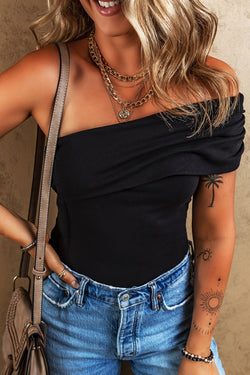 Testa di una spalla a pieghe a colori solidi neri