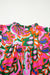 Rose Summer Plant Lace Up Up a V Neck Short Sleeve Blouse