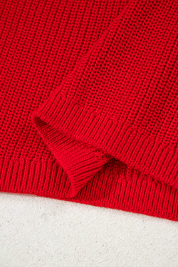Racing Red Red Solid testuriti a maglia a gocce per goccia a V sul collo a V.