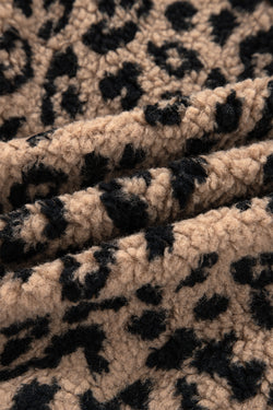 Giacca tasca laterale con cerniera con cerniera con stampa leopardata kaki