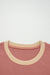 Rose Pink Contrast Star Patchwork Exposed Seam Uneven Hem Drop Shoulder Sweatshirt
