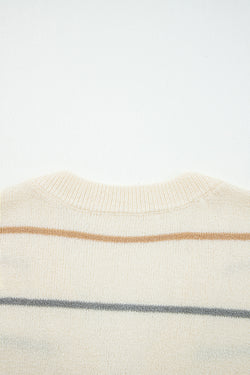 Maglione cardigan a strisce anteriore a V a strisce multicolour a strisce