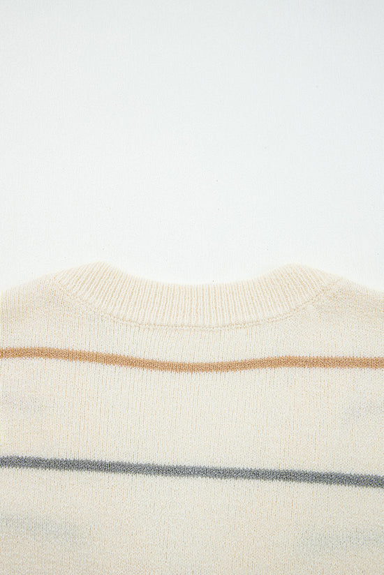 Maglione cardigan a strisce anteriore a V a strisce multicolour a strisce