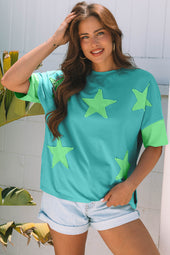 Camiseta de gran tamaño de la estrella de mezclilla de mezclilla de mezclilla aruba