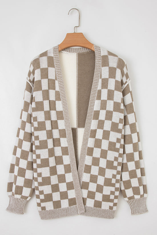 Cardigan a scacchi a scacchi a scacchi marrone
